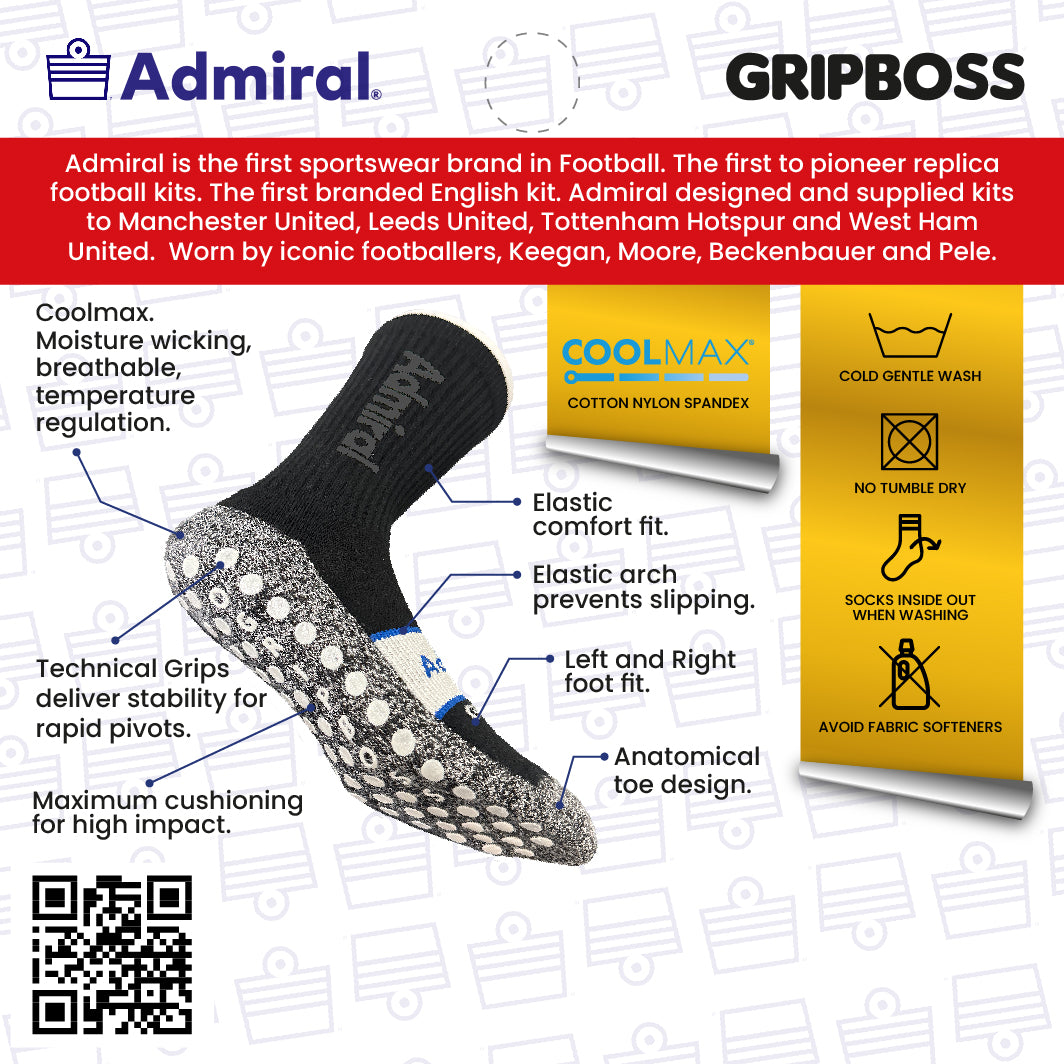 ADMIRAL GRIPBOSS Performance Sock - Football Knee Length - Black
