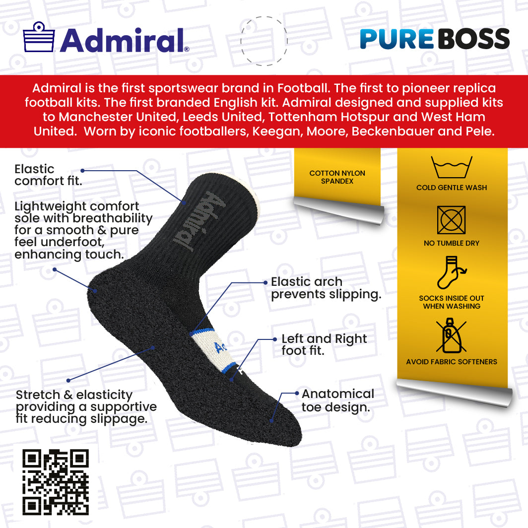 ADMIRAL PUREBOSS Performance Sock - Football Knee Length - White